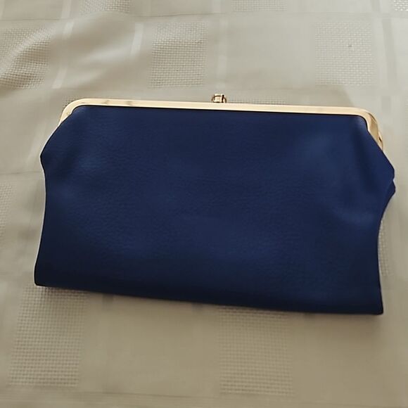 Ampere Creations Vegan Leather Clutch Purse Royal Blue & Gold - Picture 14 of 16